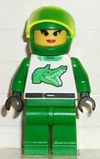 LEGO Race - Driver, Green Alligator, Plain Helmet minifigure