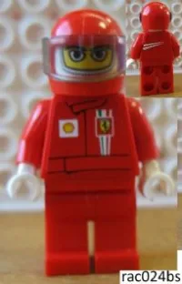 LEGO F1 Ferrari Driver with Helmet and Balaclava - with Torso Stickers on Front and Back minifigure