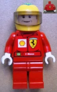 LEGO F1 Ferrari - F. Massa with Helmet Yellow Printed - with Torso Stickers Shell minifigure
