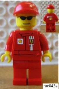 LEGO F1 Ferrari Engineer - with Torso Stickers on Front and Back minifigure