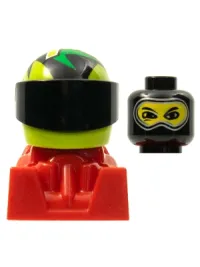 LEGO Racer, Black Balaclava, Lime Helmet with Pattern, Red Body minifigure