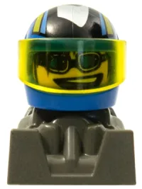 LEGO Racer, Blue Sunglasses, Blue Helmet with Pattern, Dark Gray Body minifigure
