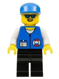 LEGO Coast Guard City Center - White Collar & Arms, Black Legs, Blue Cap, Sunglasses minifigure