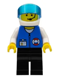 LEGO Coast Guard City Center - White Collar & Arms, Black Legs, White Helmet, Trans-Dark Blue Visor, Microphone minifigure