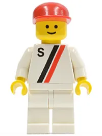 LEGO 'S' - White with Red / Black Stripe, White Legs, Red Cap minifigure