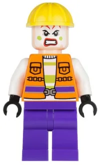 LEGO Joker's Goon - Construction Outfit, Orange Jacket, Yellow Helmet, Purple Legs minifigure