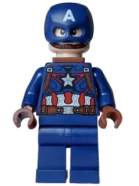 LEGO Captain America - Dark Blue Suit, Reddish Brown Hands, Helmet, Reddish Brown Neck Bracket minifigure