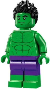 LEGO Hulk - Minifigure, Dark Purple Pants, Spiked Hair, Lopsided Grin / Angry minifigure