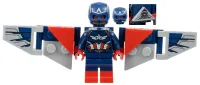 LEGO Captain America (Sam Wilson) - Dark Blue Suit, Red Boots, Backpack and Wings with Stickers minifigure