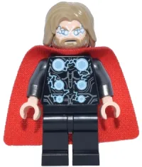 LEGO Thor - Spongy Cape with Single Hole, Black Legs, Dark Tan Tousled Hair minifigure