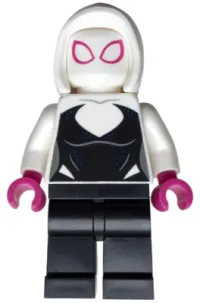 LEGO Ghost-Spider / Spider-Gwen (Gwen Stacy) - Black Legs, White Basic Smooth Hood, Magenta Hands minifigure