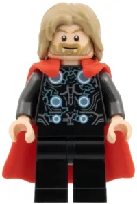 LEGO Thor - Flexible Rubber Cape, Black Legs, Dark Tan Tousled Hair minifigure