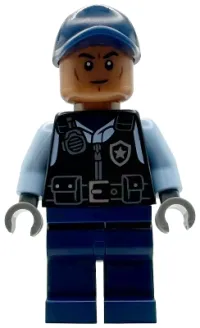 LEGO Security Guard Arkham Asylum - Male, Dark Blue Cap, Black Vest minifigure