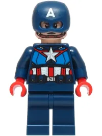 LEGO Captain America - Dark Blue Suit with Dark Blue Belt, Red Hands, Helmet minifigure