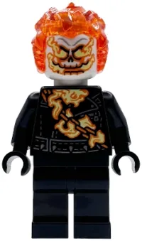 LEGO Ghost Rider, Johnathon 'Johnny' Blaze - White Head, Flaming Chain minifigure