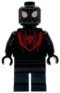LEGO Spider-Man (Miles Morales) - Dark Bluish Gray Webbing on Head, Black Hands minifigure
