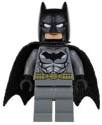 LEGO Batman - Dark Bluish Gray Suit, Gold Belt, Black Hands, Spongy Cape minifigure