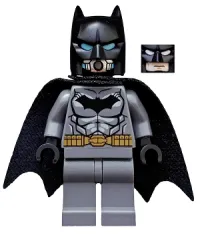 LEGO Batman - Dark Bluish Gray Suit, Gold Belt, Black Hands, Spongy Cape, Scuba Mask Head minifigure