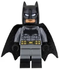 LEGO Batman - Dark Bluish Gray Suit, Gold Belt, Black Hands, Spongy Cape, Large Bat Logo minifigure