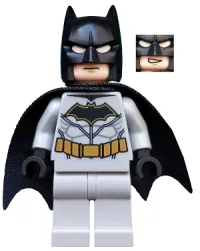 LEGO Batman - Light Bluish Gray Suit with Gold Belt, Black Crest, Mask and Cape (Type 3 Cowl) minifigure