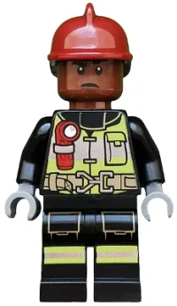 LEGO Firefighter - Dark Red Fire Helmet, Reddish Brown Head, Reflective Stripes minifigure