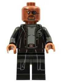 LEGO Nick Fury - Gray Sweater and Black Trench Coat, No Shirt Tail minifigure