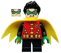 LEGO Robin - Green Mask and Hands, Black Short Legs, Yellow Scalloped Cape minifigure