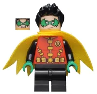 LEGO Robin - Green Mask and Hands, Black Medium Legs, Yellow Scalloped Cape minifigure