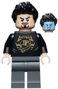 LEGO Tony Stark - Black Top with Gold Pattern minifigure