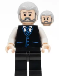 LEGO Alfred Pennyworth, Black Vest, Light Bluish Gray Hair, Dark Bluish Gray Beard minifigure