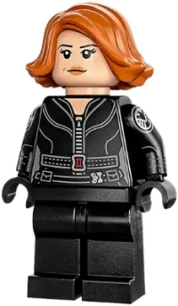 LEGO Black Widow - Black Jumpsuit, Dark Orange Short Hair, Plain Legs, Printed Arms minifigure