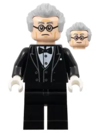 LEGO Alfred Pennyworth - Black Tuxedo, Light Bluish Gray Hair minifigure