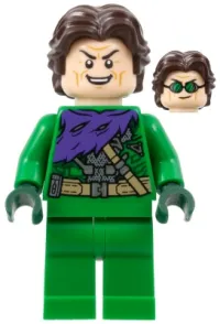 LEGO Green Goblin - Green Outfit without Mask, Dark Brown Hair minifigure