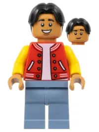 LEGO Ned Leeds - Red and Yellow Letter Jacket, Sand Blue Legs minifigure