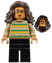 LEGO MJ (Michelle Jones) - Dark Tan Striped Shirt, Dark Brown Wavy Hair minifigure