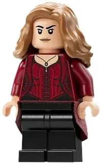 LEGO The Scarlet Witch (Wanda Maximoff) - Plain Black Legs, Medium Nougat Hair, Dark Red Cloth Skirt minifigure