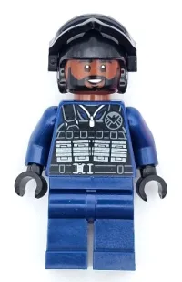 LEGO SHIELD Agent - Male, Tactical Vest, Black Goggles, Reddish Brown Head minifigure