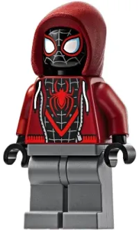 LEGO Spider-Man (Miles Morales) - Dark Red Hood, Dark Bluish Gray Legs minifigure