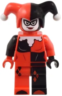 LEGO Harley Quinn - Jester's Cap, Black and Red Hands, Rounded Collar  minifigure