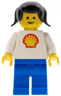 LEGO Shell - Classic - Blue Legs, Black Pigtails Hair minifigure