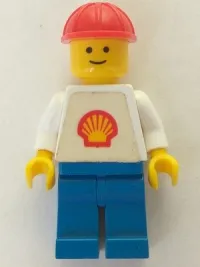 LEGO Shell - Classic - Blue Legs, Red Construction Helmet (Torso with Trapezoid Sticker) minifigure