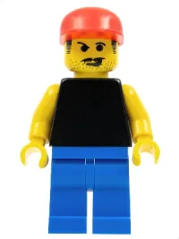 LEGO Plain Black Torso with Yellow Arms, Blue Legs, Red Cap (Soccer Fan) minifigure