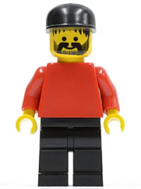 LEGO Plain Red Torso with Red Arms, Black Legs, Black Cap minifigure