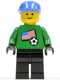 LEGO Soccer Player - US Goalie, US Flag Torso Sticker on Front, White Number Sticker on Back (1, 18 or 22, specify number in listing) minifigure