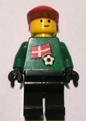 LEGO Soccer Player - Danish Goalie, Danish Flag Torso Sticker on Front, White Number Sticker on Back (1, 18 or 22, specify number in listing) minifigure