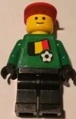 LEGO Soccer Player - Belgian Goalie, Belgian Flag Torso Sticker on Front, White Number Sticker on Back (1, 18 or 22, specify number in listing) minifigure