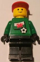 LEGO Soccer Player - Welsh Goalie, Welsh Flag Torso Sticker on Front, White Number Sticker on Back (1, 18 or 22, specify number in listing) minifigure