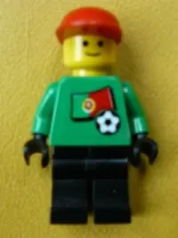 LEGO Soccer Player - Portuguese Goalie, Portuguese Flag Torso Sticker on Front, White Number Sticker on Back (1, 18 or 22, specify number in listing) minifigure