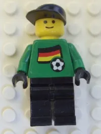 LEGO Soccer Player - German Goalie, German Flag Torso Sticker on Front, White Number Sticker on Back (1, 18 or 22, specify number in listing) minifigure