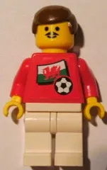 LEGO Soccer Player - Welsh Player 1, Welsh Flag Torso Sticker on Front, Black Number Sticker on Back (specify number in listing) minifigure